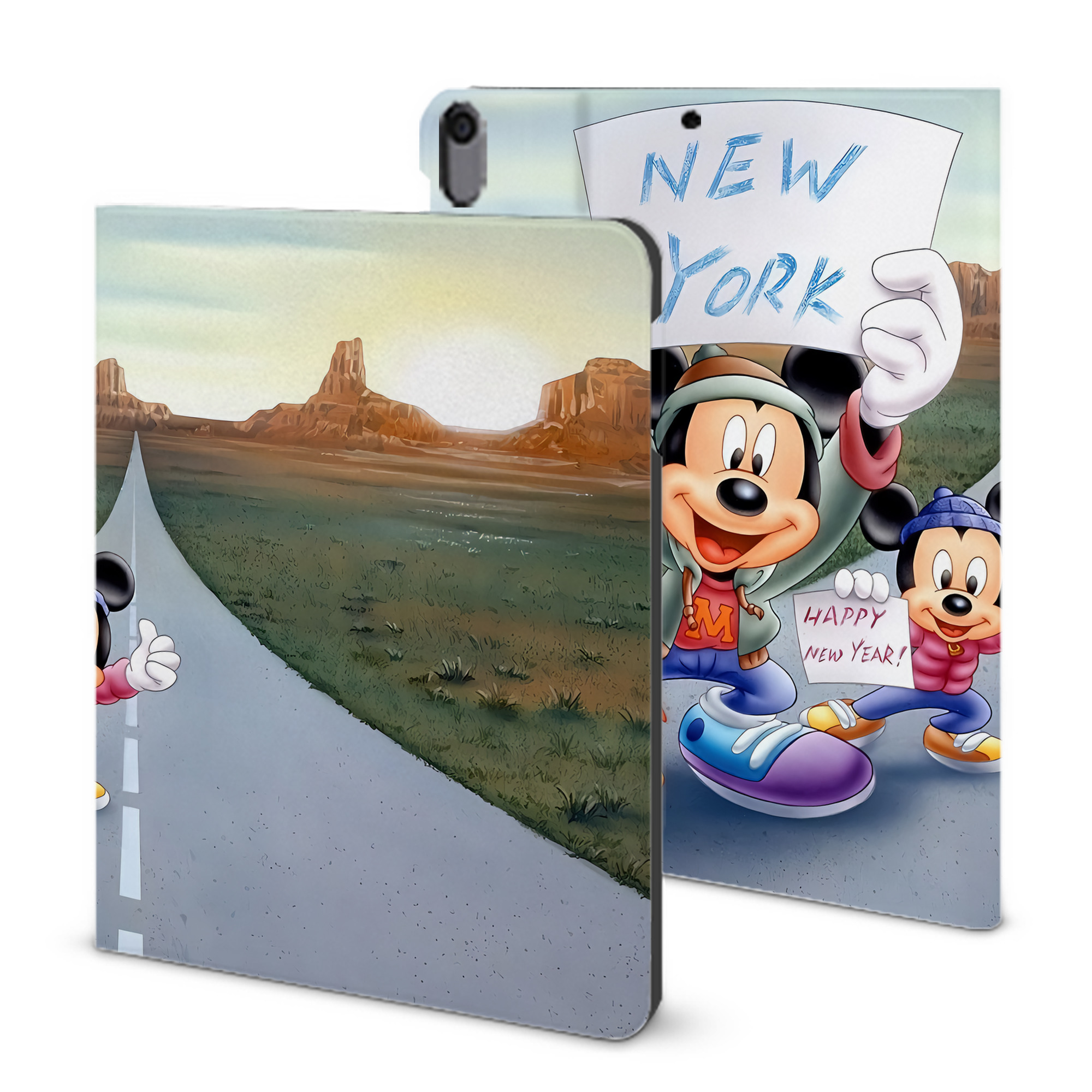 （画像用） ミッキーマウス Mickey Mouse IPad ケース ブック型 PUレザー TPU 耐衝撃 軽量 薄型 ペン収納なし 全面保護 IPad 各モデル対応
